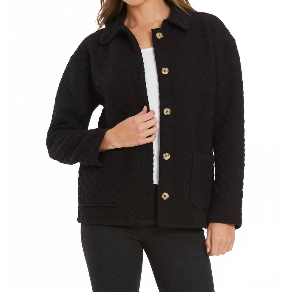 NEW MODODOC quilted long sleeve cardigan in black